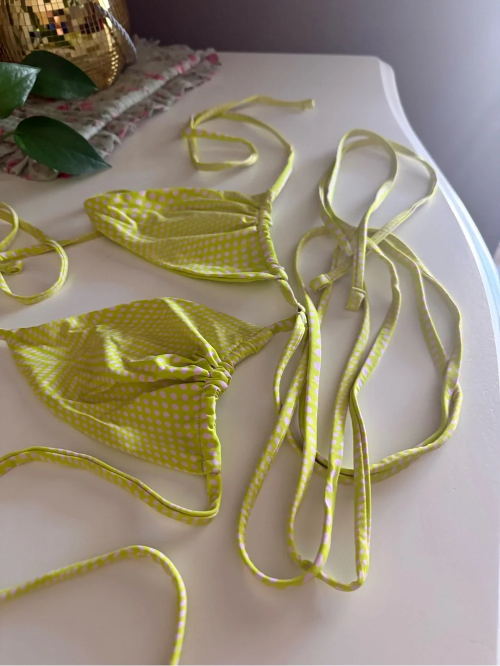 Frankie's Bikinis Neon Yellow/Green Strappy Wrap Triangle Bikini